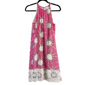 Diane von Fursetenberg Lainey Silk Pink Halter Dress Sunburst Resortwear Sz 0